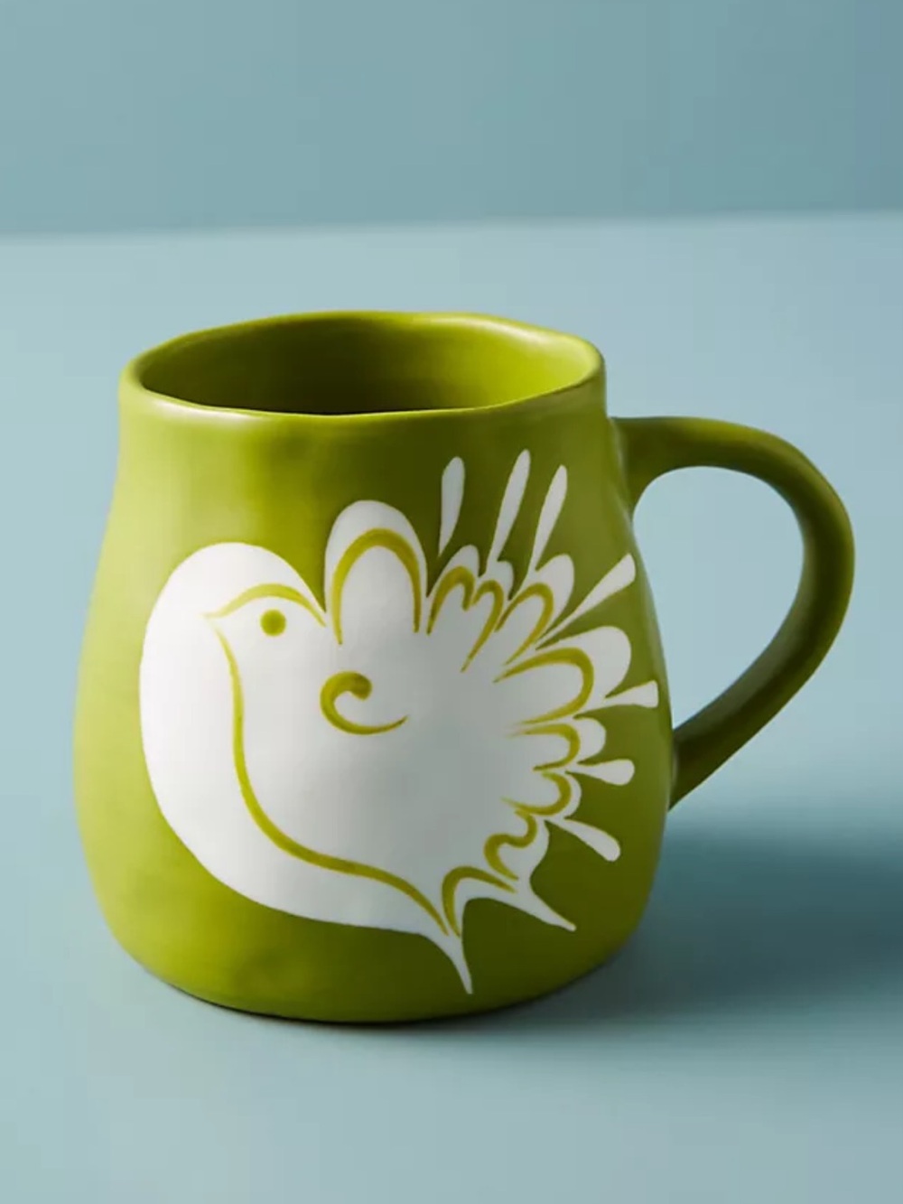 Anthropologie Olive Green Matcha Ceramic Mug